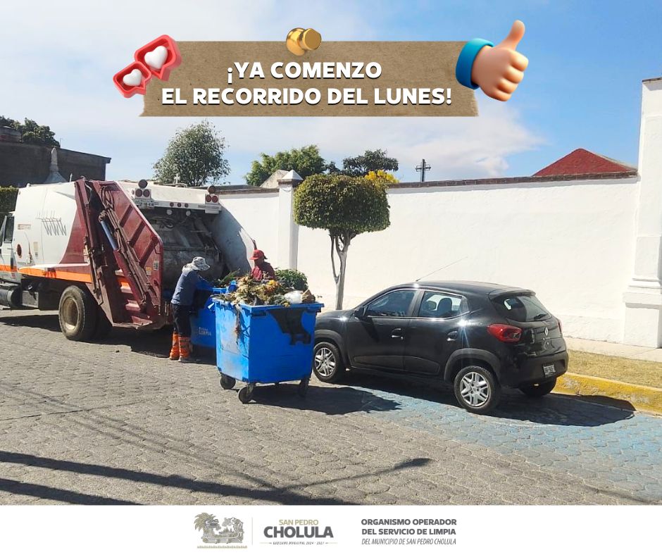 Ayuntamiento de San Pedro Cholula implementa recorrido nocturno de recolección de basura 