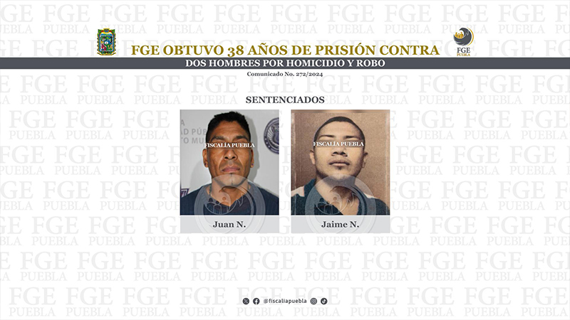 Fiscalía de Puebla Consigue Justicia: 38 Años de Cárcel para Dos Delincuentes