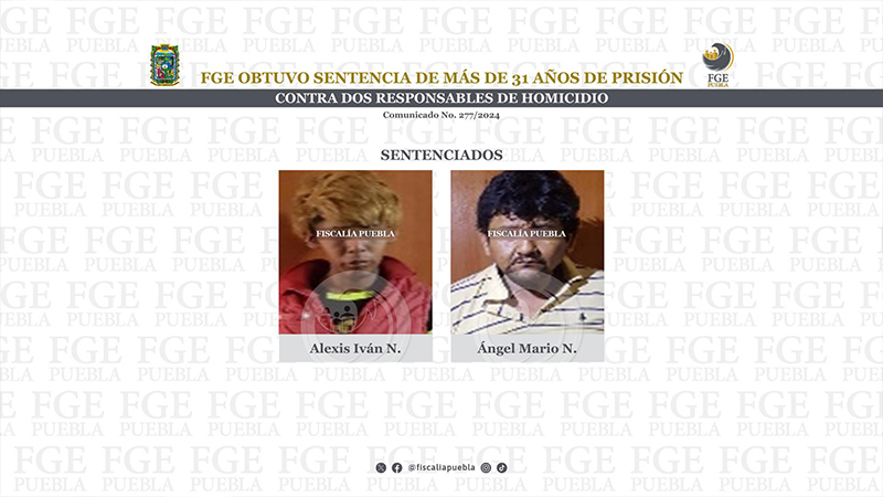 Puebla: Sentencian a 31 años de prisión a responsables de homicidio calificado