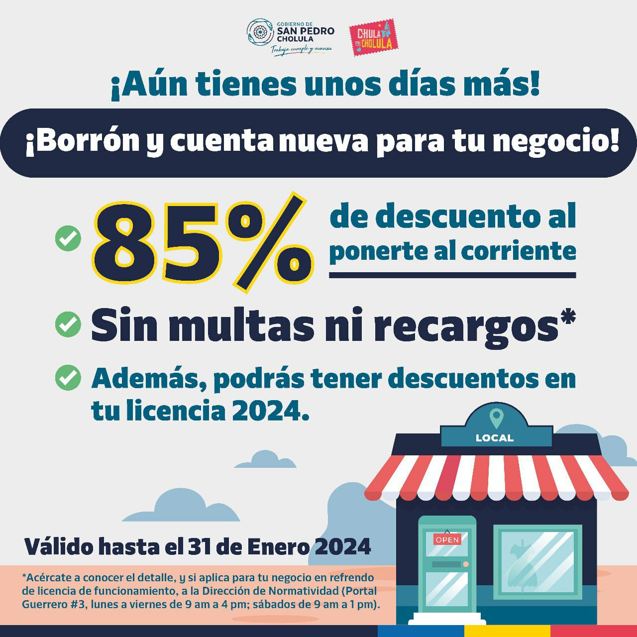 ¡Aprovecha!, se amplía programa “Borrón y Cuenta” nueva en beneficio de los comercios cholulteca