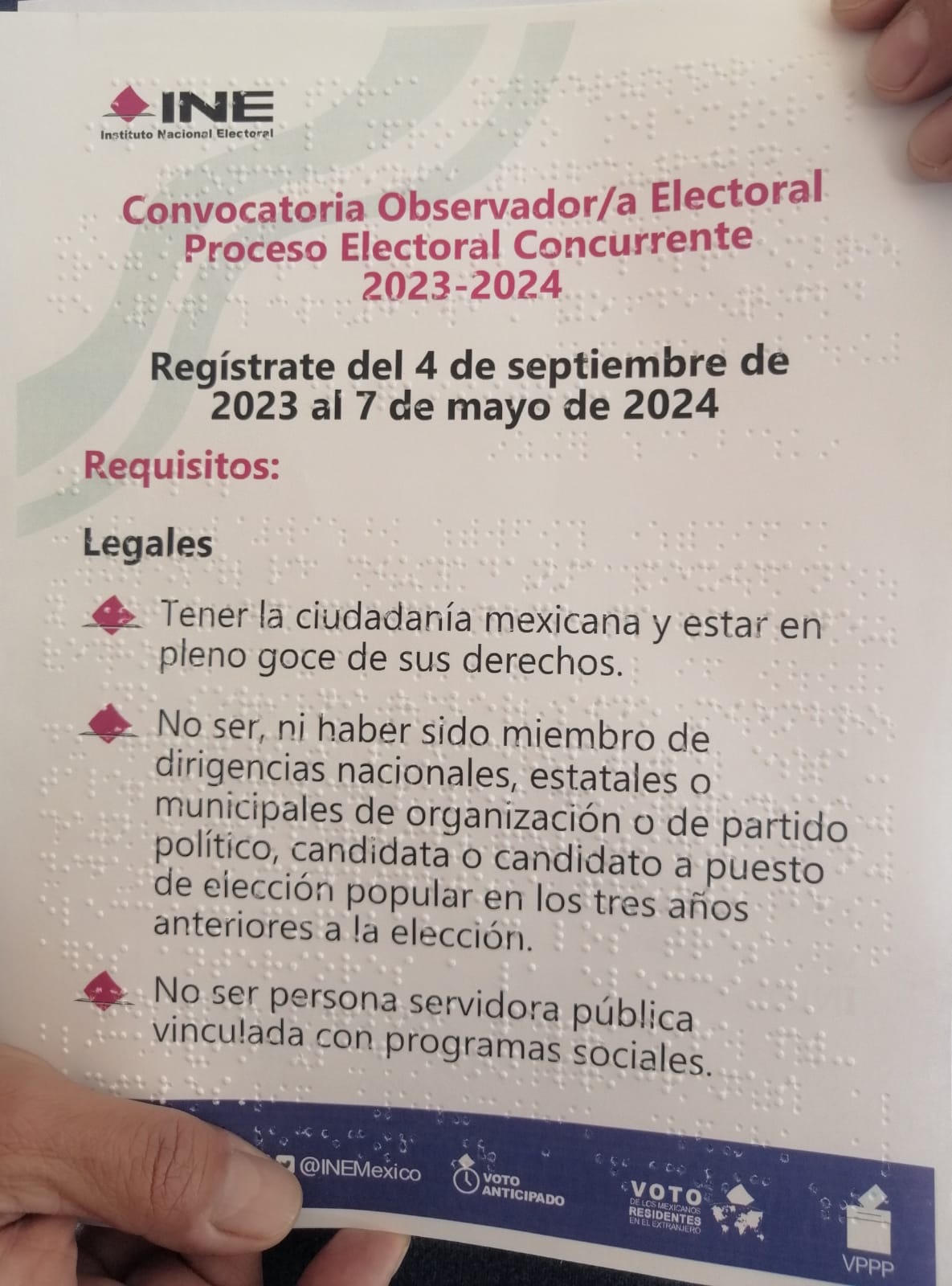 Personas con discapacidad visual podrán ser observadores en elecciones del 2 de junio