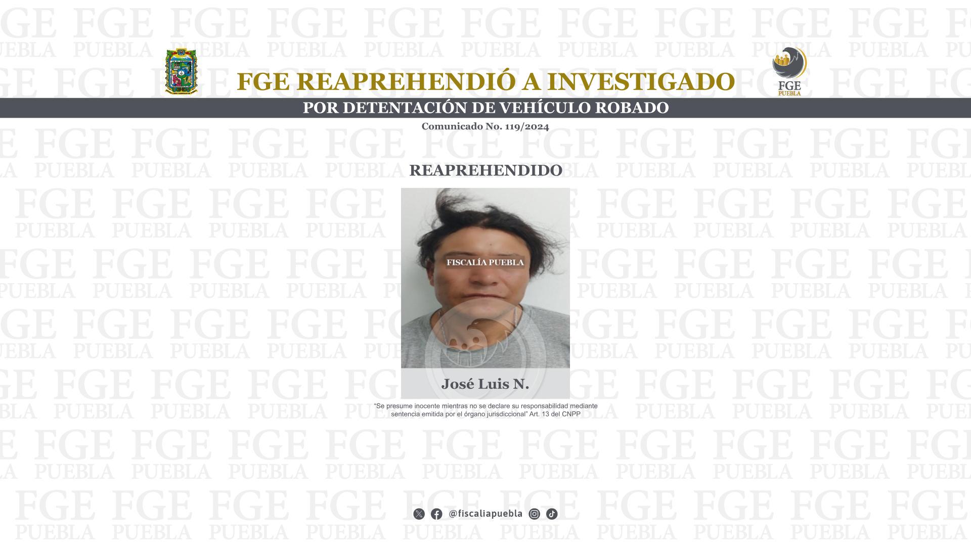 José Luis N. detenido en Santa Rita Tlahuapan
