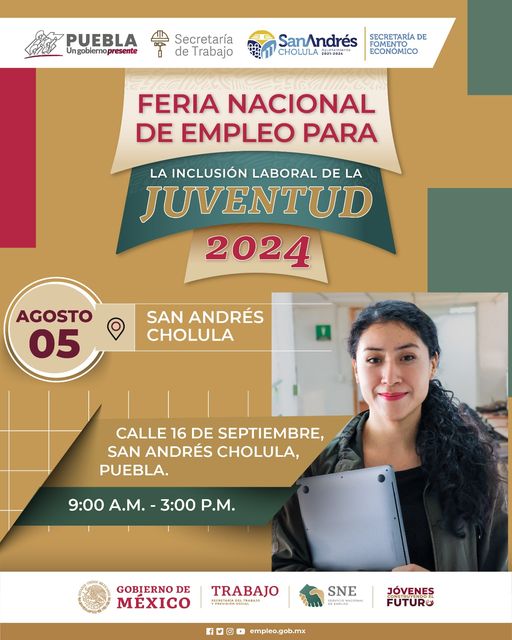 Feria Nacional de Empleo para la Inclusión Laboral de la Juventud en San Andrés Cholula