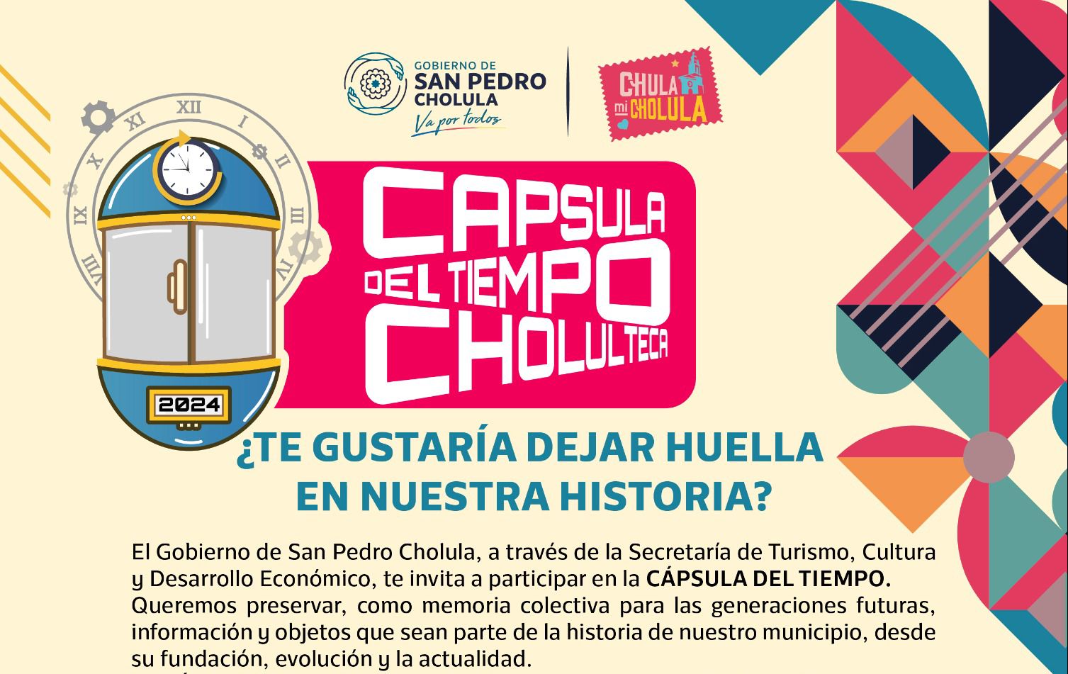 San Pedro Cholula anuncia la instalación de una Cápsula del Tiempo