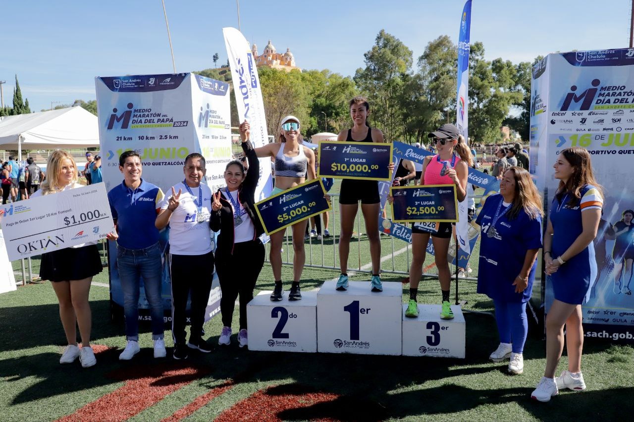Más de 5 mil asistentes en el Medio Maratón del Día del Papá en San Andrés Cholula