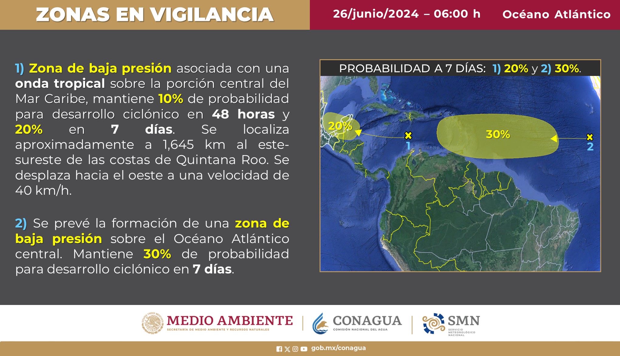 Conagua anuncia posible creación de dos ciclones 