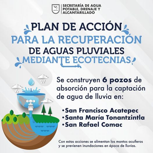 Construcción de pozos de captación para reutilizar agua de lluvia en San Andrés Cholula