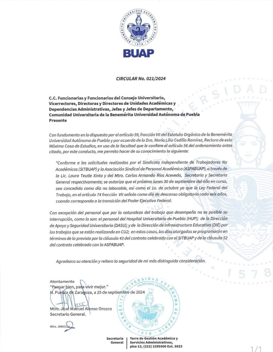 comunicado buap