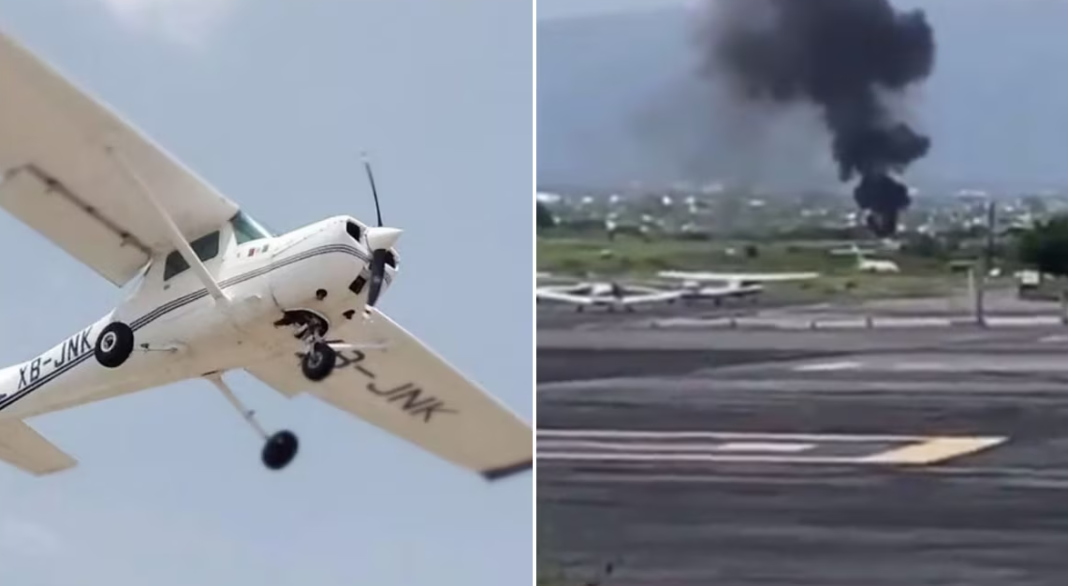 Accidente en Cuernavaca: Avioneta Cessna 152 se incendia al aterrizar