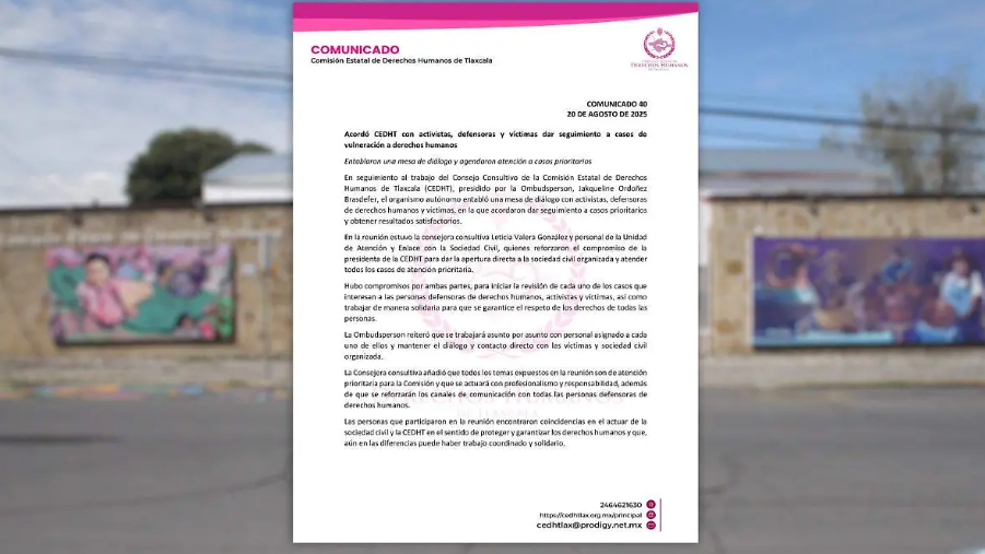 CEDHT Tlaxcala acuerda atender casos prioritarios con activistas y víctimas