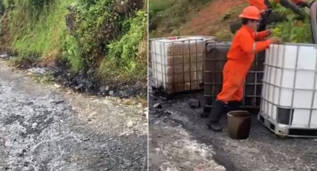 Derrame de crudo en Huauchinango