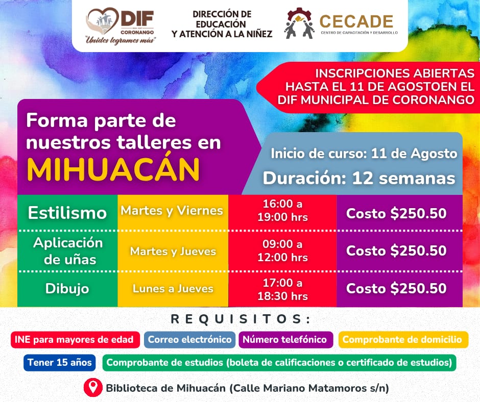 Con talleres, DIF Municipal y CECADE ofrecen capacitación para la población de Coronango
