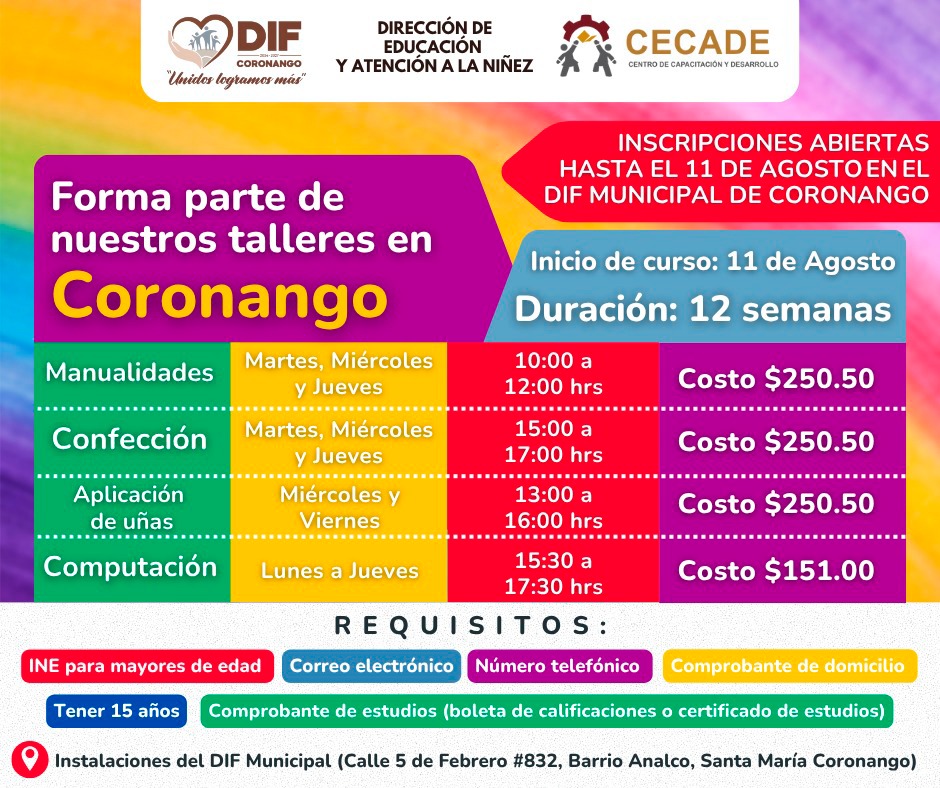 Con talleres, DIF Municipal y CECADE ofrecen capacitación para la población de Coronango