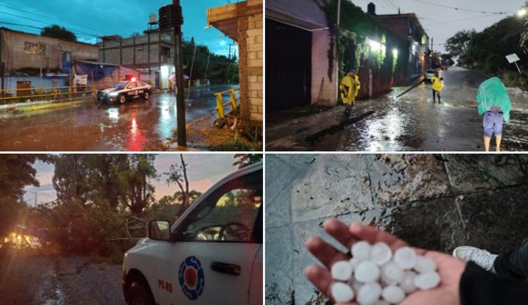 Tromba repentina azota Atlixco con intensas lluvias y granizo