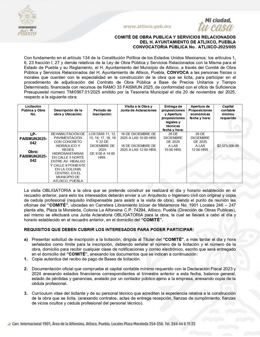 Página 1 convocatoria 11 diciembre 2025