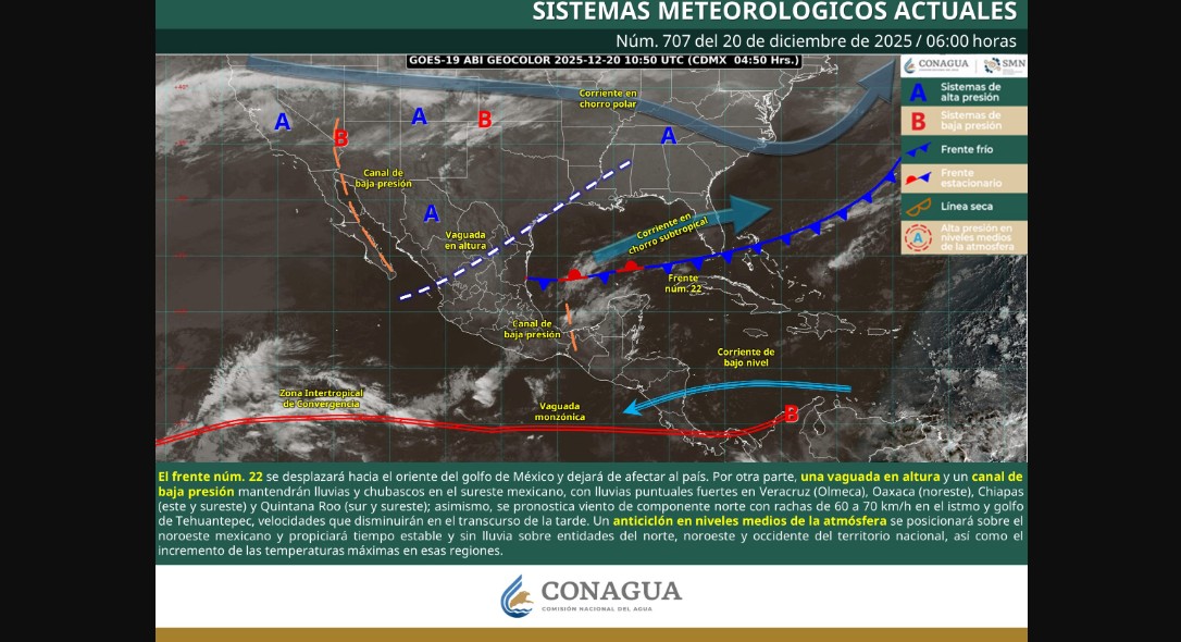 Alerta de Conagua por lluvias intensas en el sureste de México