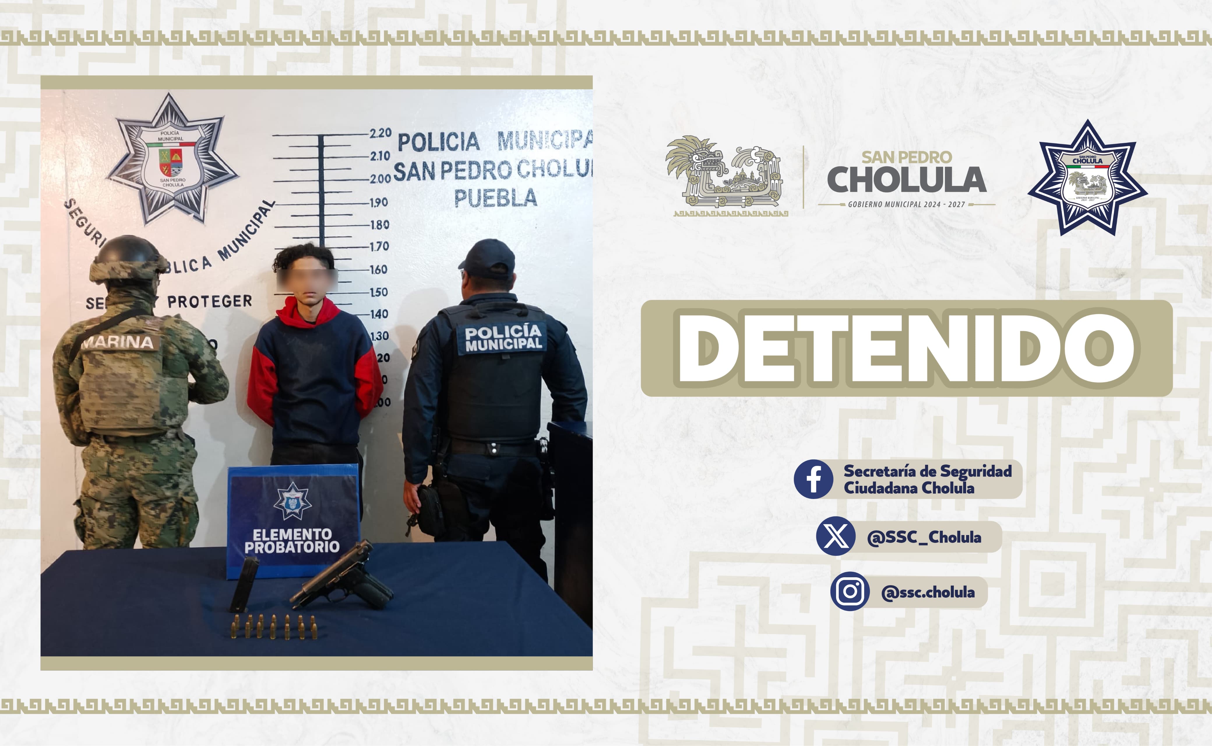 Policía de San Pedro y Marina detienen a hombre por portación ilegal de arma de fuego