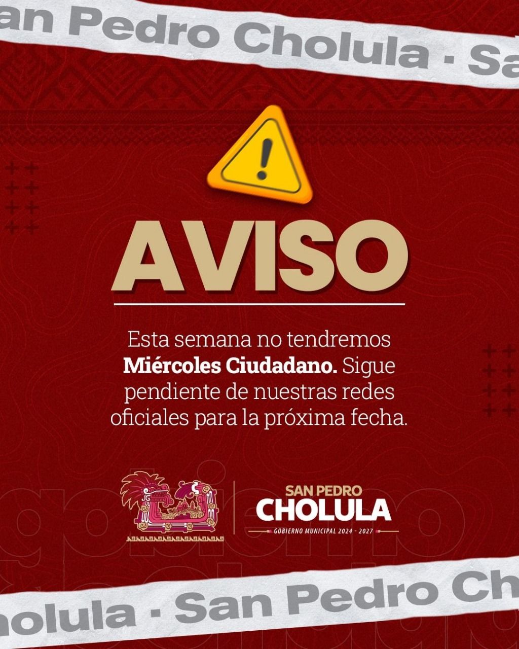 Posponen jornada de Miércoles Ciudadano “Escuchando a Cholula” 