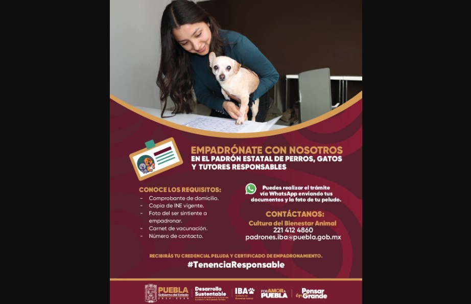 Puebla no aplica el Registro Único de Animales de Compañía (RUAC)