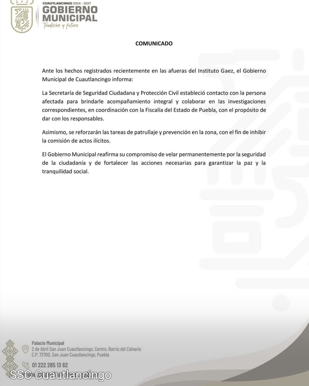 Madre e hija son despojadas de su camioneta en violento asalto; Cuautlancingo refuerza vigilancia en la zona