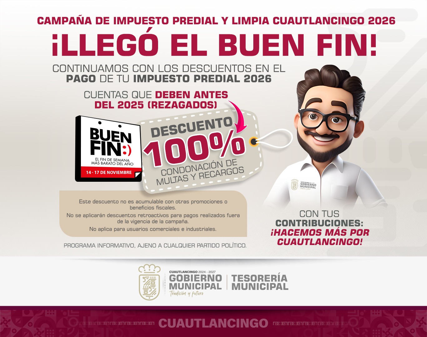 Llega el “Buen Fin” a Cuautlancingo en pago del predial 2026