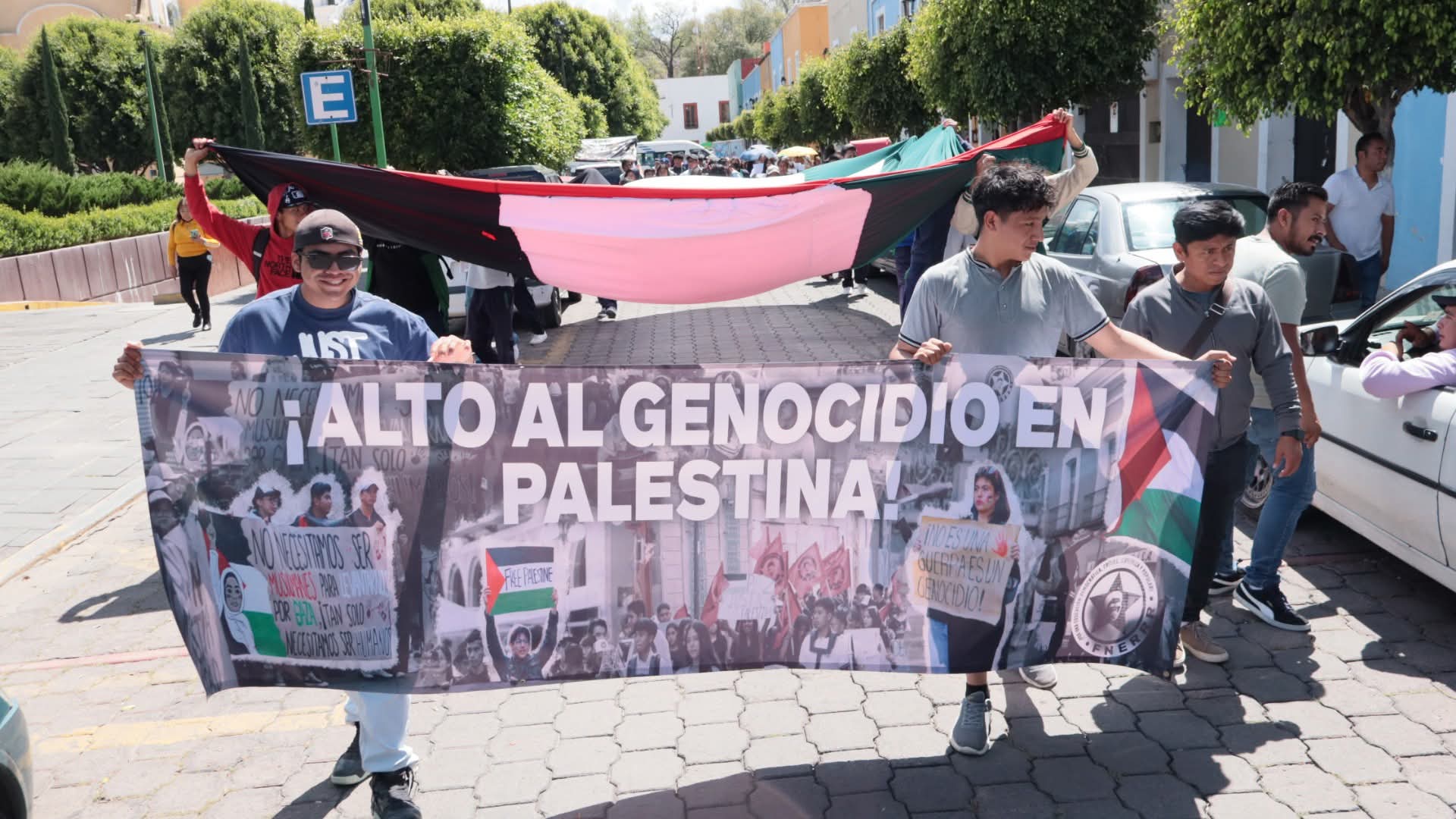 Protesta FNERRR en Tlaxcala contra conflicto en palestina