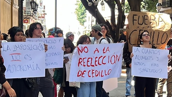 Estudiantes de la BUAP rechazan reelección de Cedillo y acusan imposición