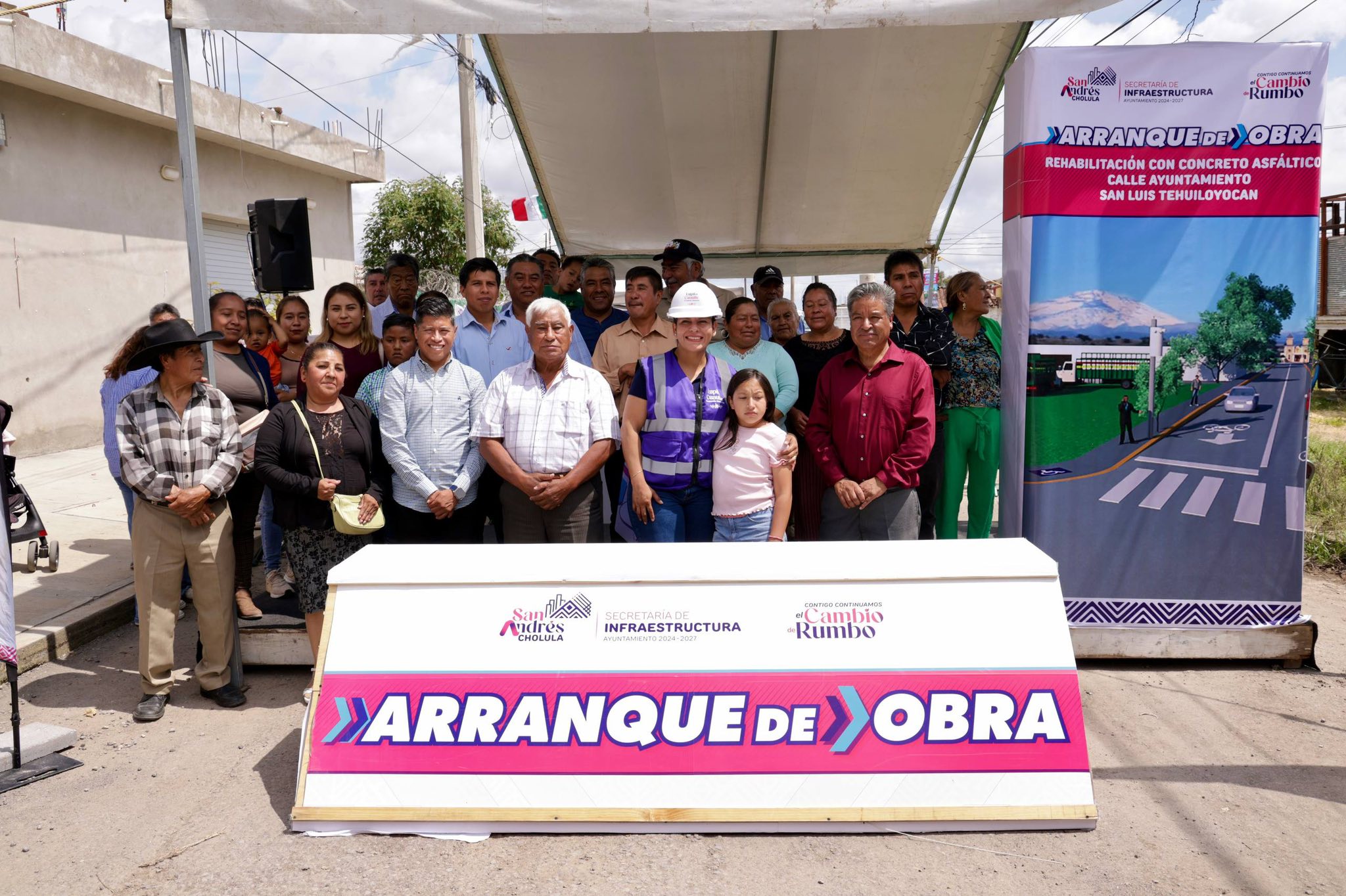 Arranca rehabilitación de la calle Ayuntamiento en San Luis Tehuiloyocan