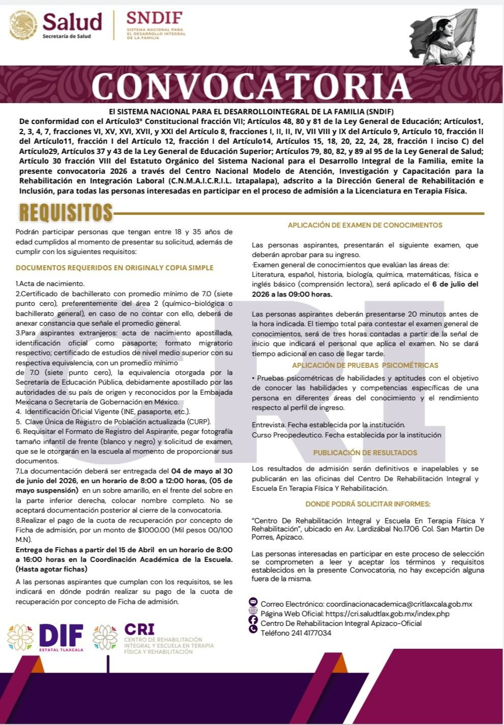 Tlaxcala abre convocatoria 2026 en Terapia Física: así puedes asegurar tu lugar