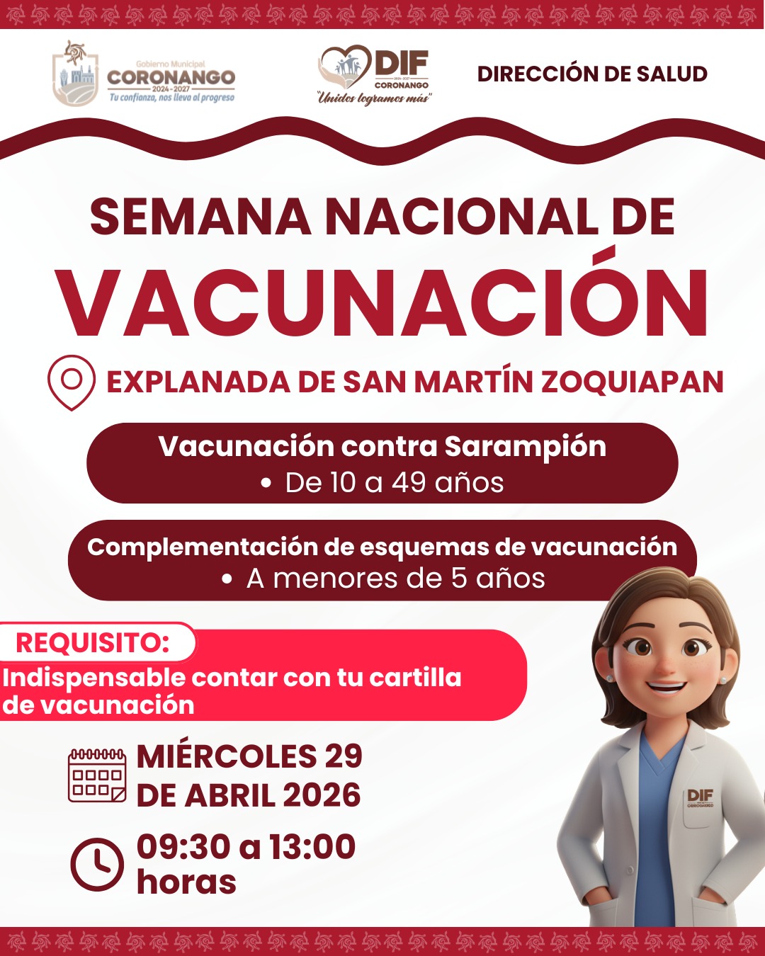 Con dos módulos, Coronango participará en la Semana Nacional de Vacunación