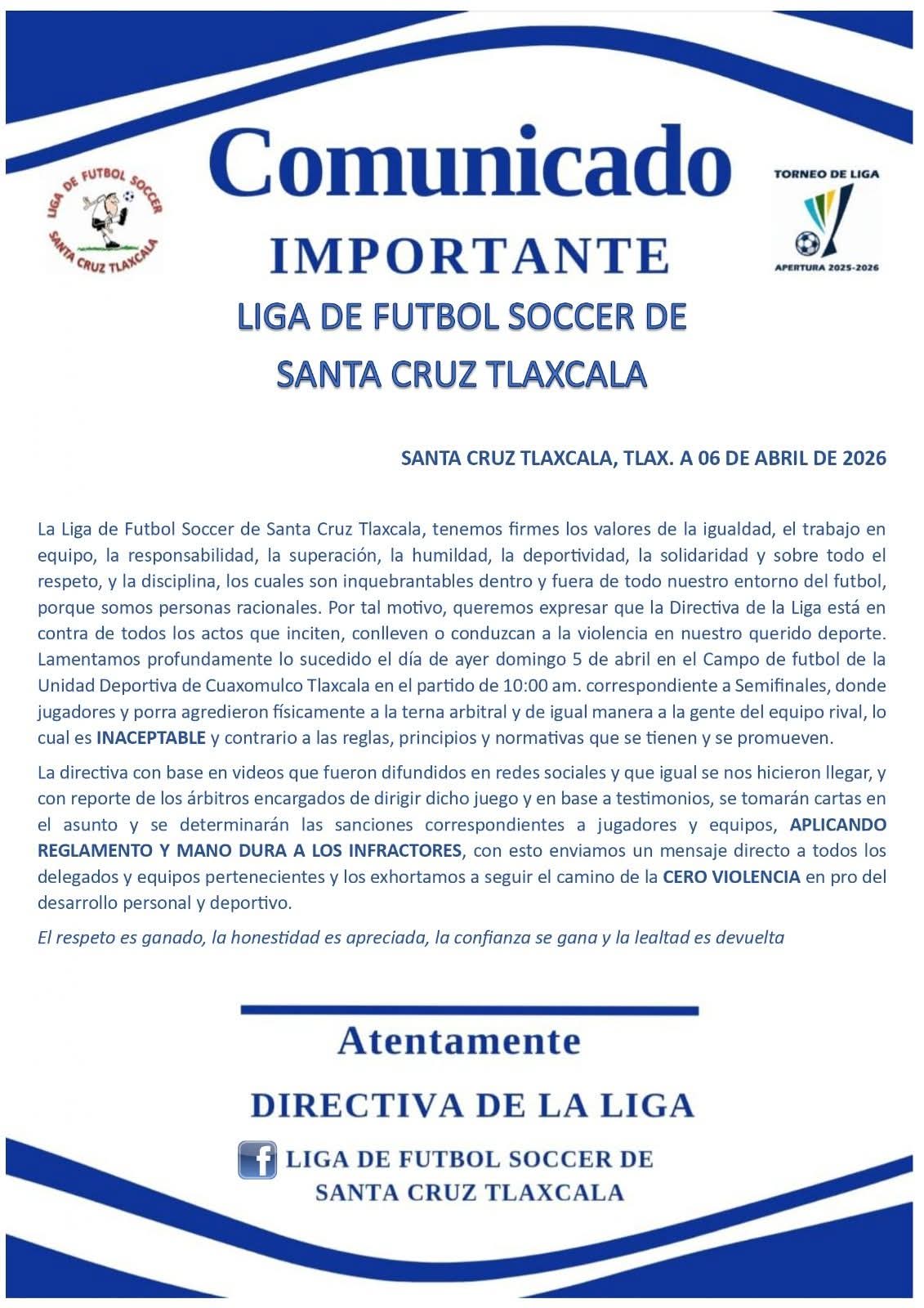 Violencia empaña semifinal en liga de Santa Cruz Tlaxcala; agreden a árbitros en pleno partido