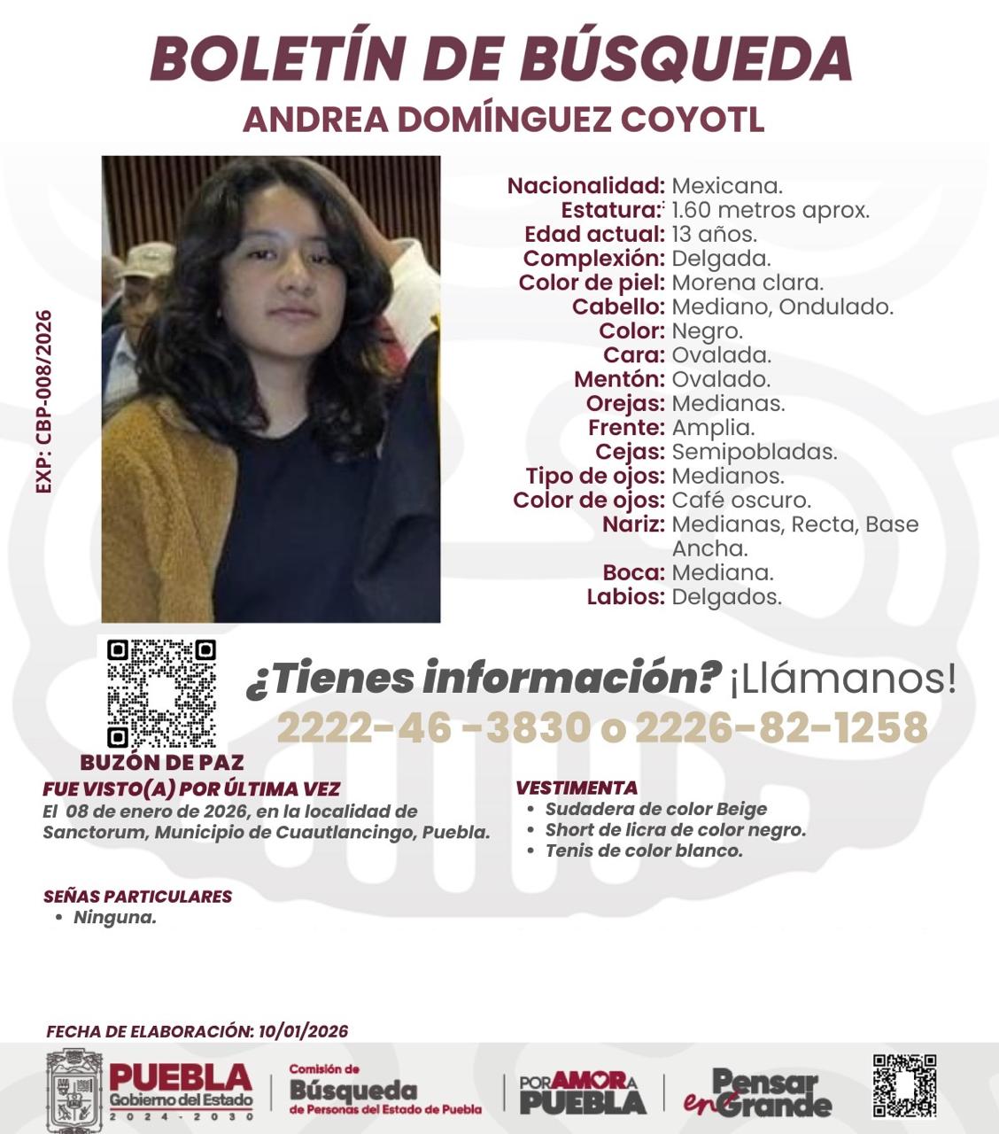 Andrea Domínguez es localizada; autoridades confirman que se encuentra fuera de peligro