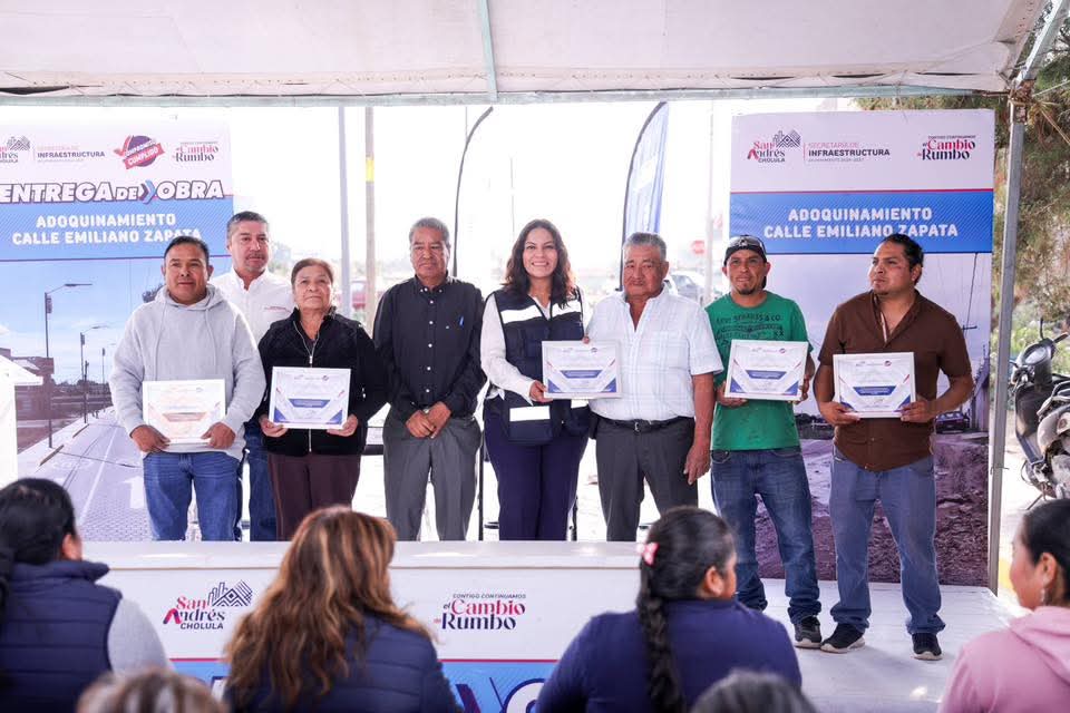 Entrega Guadalupe Cuautle adoquinamiento en San Luis Tehuiloyocan; beneficia a más de 6 mil habitantes