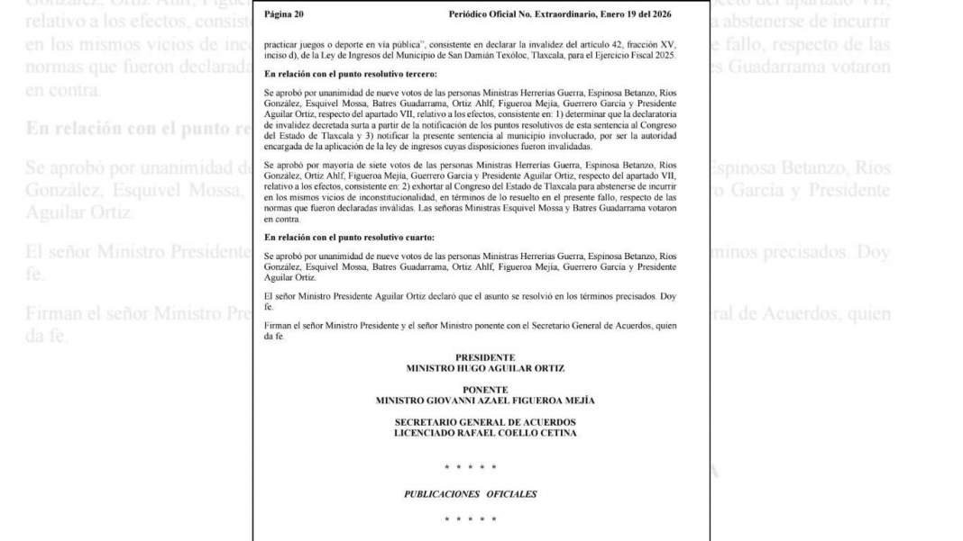 SCJN frena multas arbitrarias en Texóloc y corrige Ley de Ingresos 2025