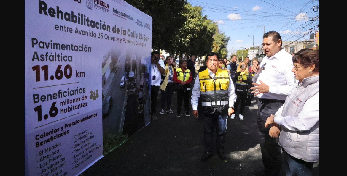 Avanza la rehabilitación de la avenida 24 Sur en Puebla