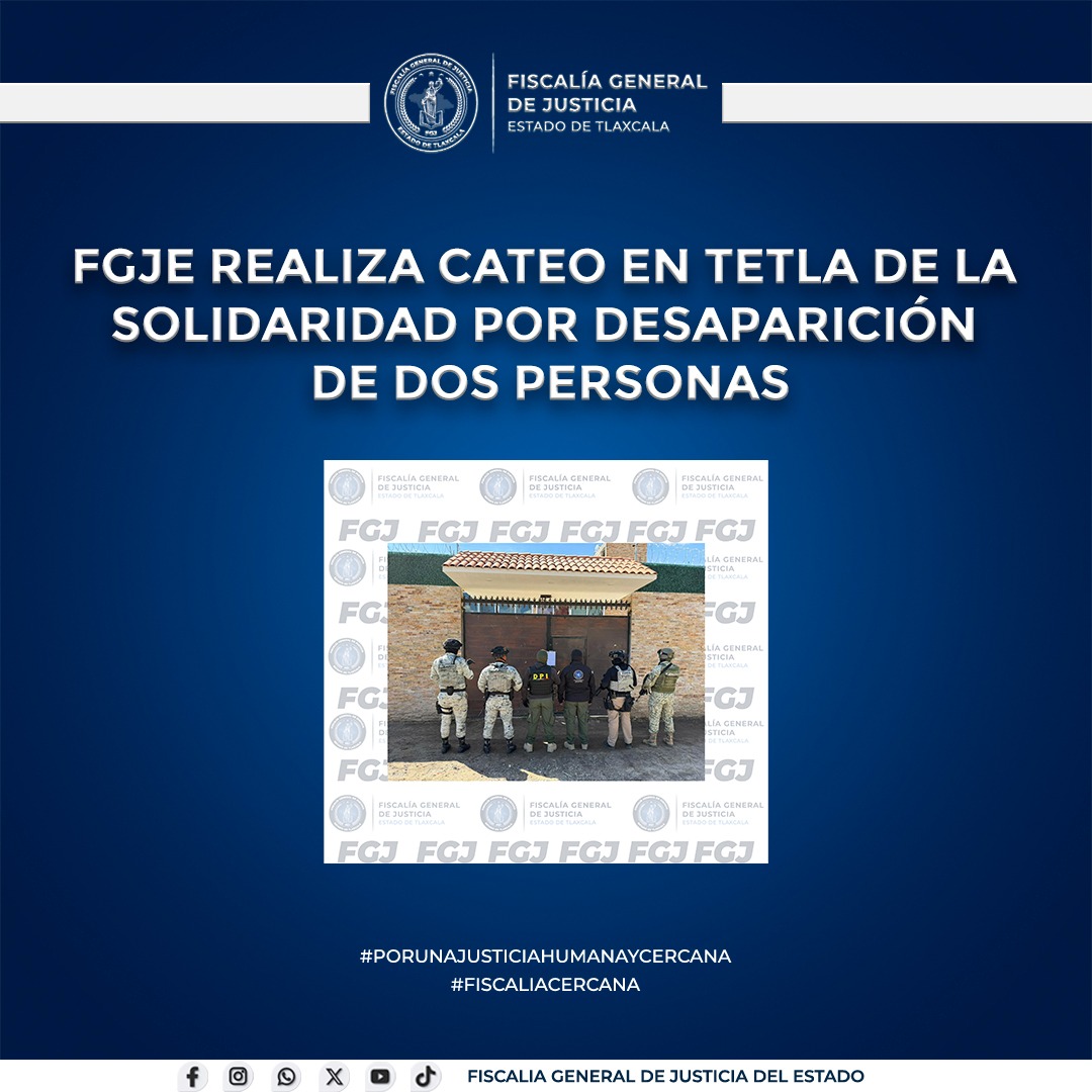 Cateo en Tetla de la Solidaridad reactiva búsqueda de desaparecidos en Tlaxcala