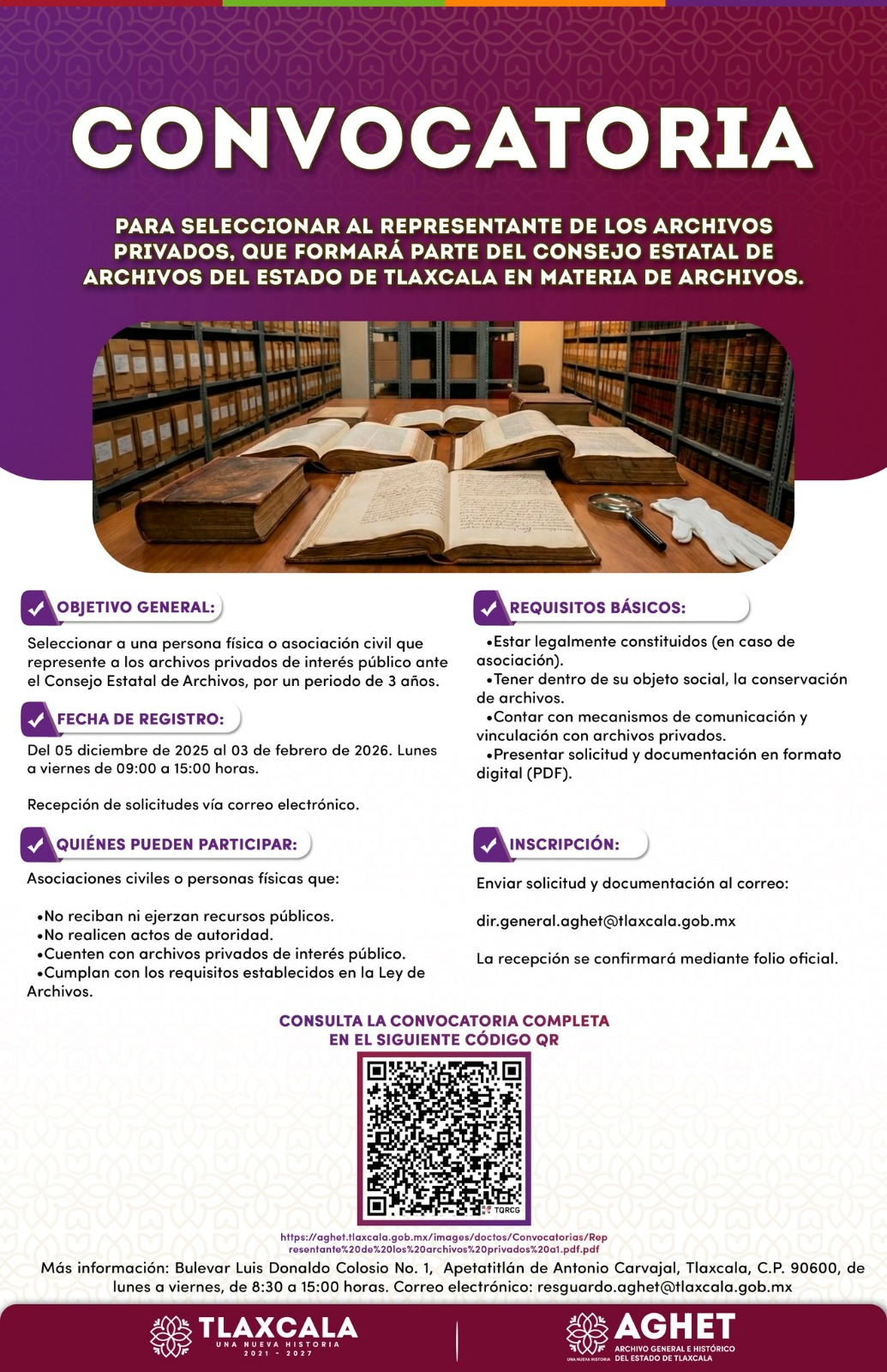 Tlaxcala abre convocatoria para representar archivos privados históricos
