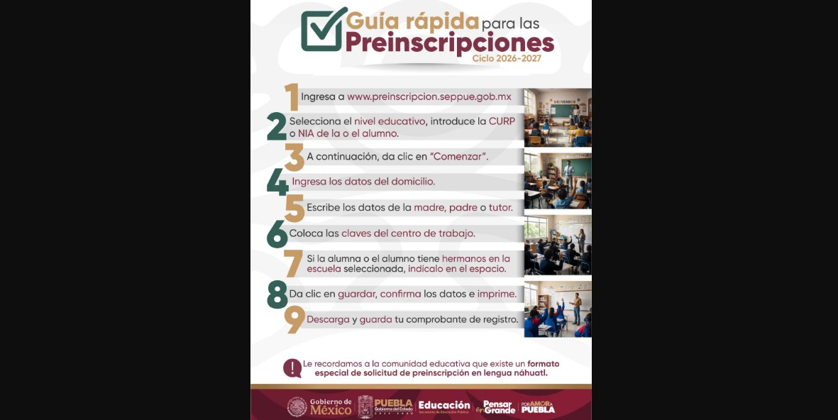 Inicia el proceso de preinscripciones SEP Puebla 2026