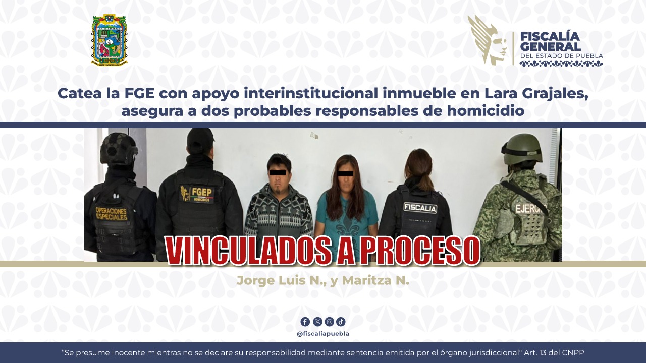 FGE detiene a dos por homicidio tras cateo con apoyo interinstitucional en Lara Grajales