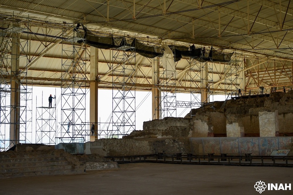 Cacaxtla renace: INAH refuerza su Gran Basamento en Tlaxcala