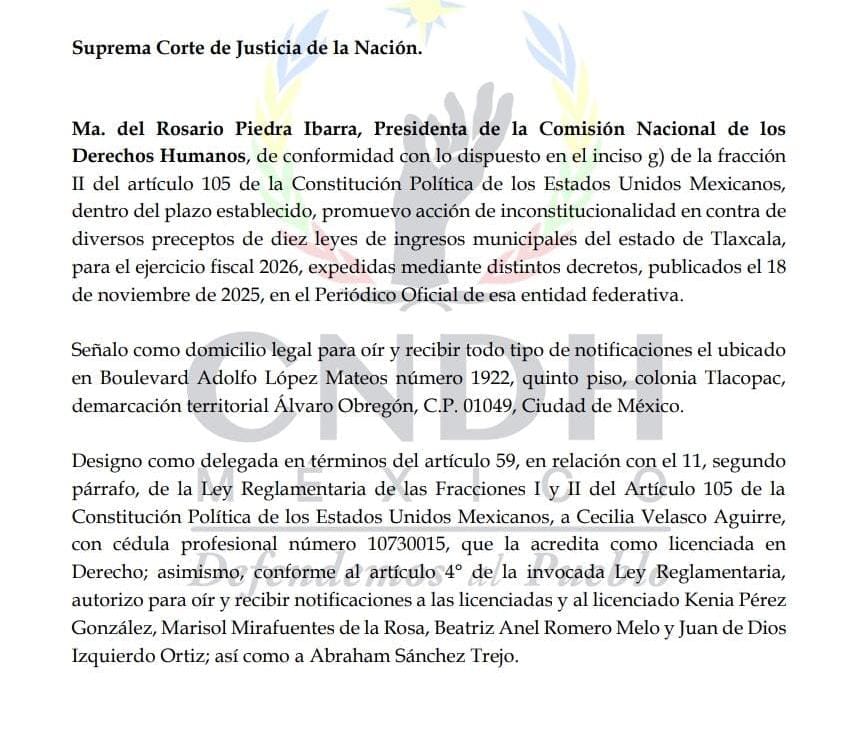 CNDH va contra cobros en 10 municipios de Tlaxcala