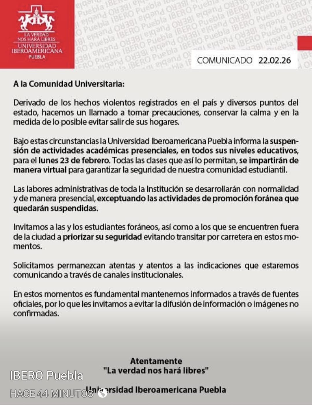 Universidades sanandreseñas modifican actividades presenciales por seguridad y clima