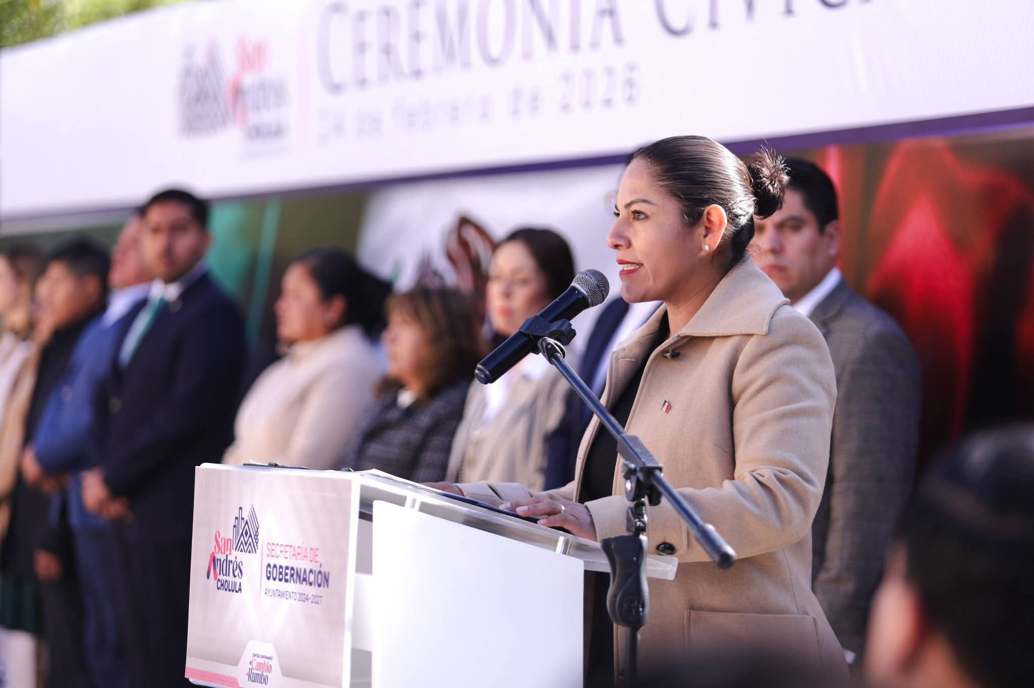 Guadalupe Cuautle conmemora el Día de Bandera 