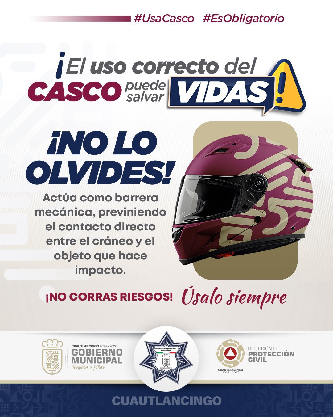 Prevención vial: Uso del casco 