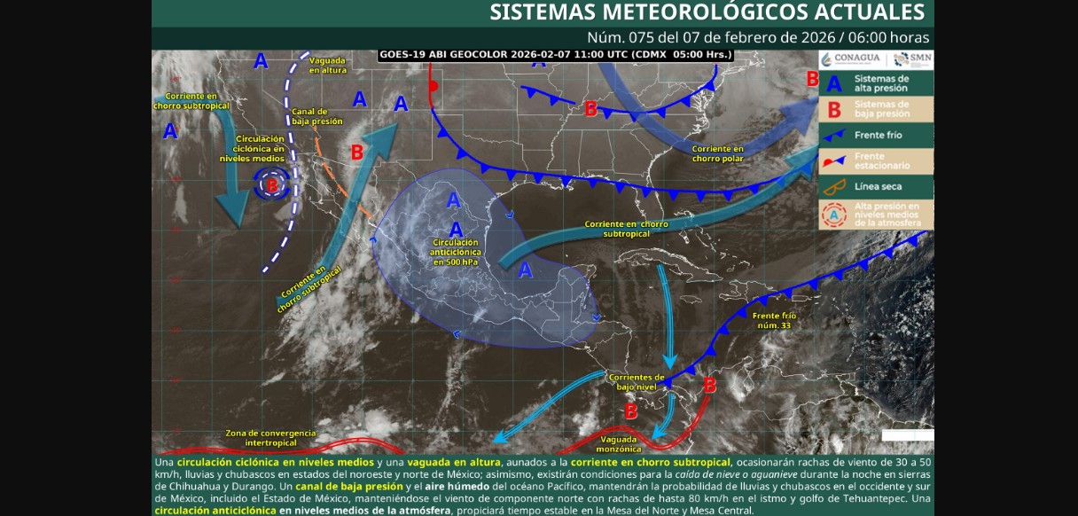 Condiciones meteorológicas generales en México hoy