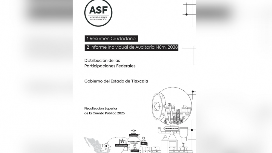 Funcionarios revisan un informe de auditoría sobre recursos federales en Tlaxcala.