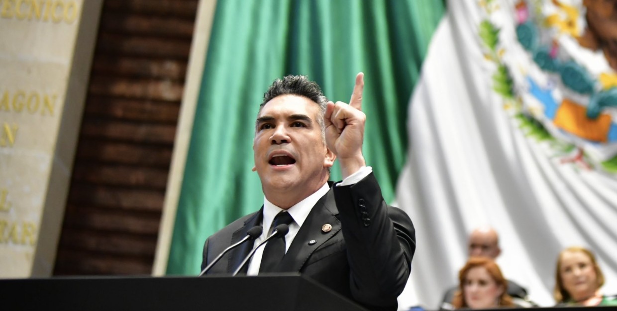 Alejandro Moreno durante un posicionamiento sobre el T-MEC y la economía de México.