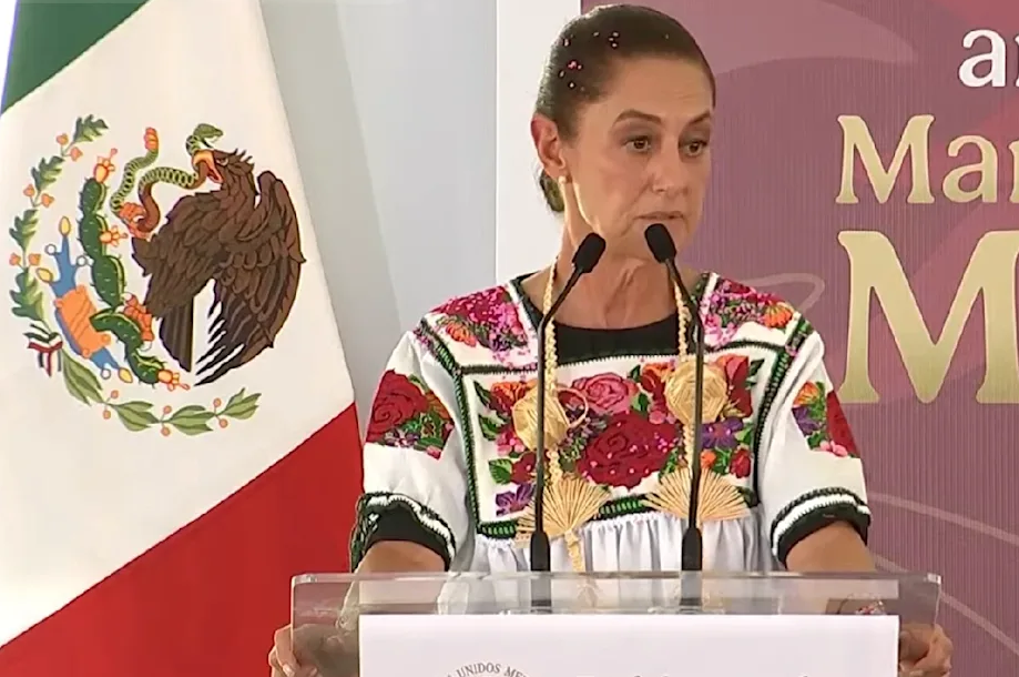 Claudia Sheinbaum durante un evento en Michoacán.