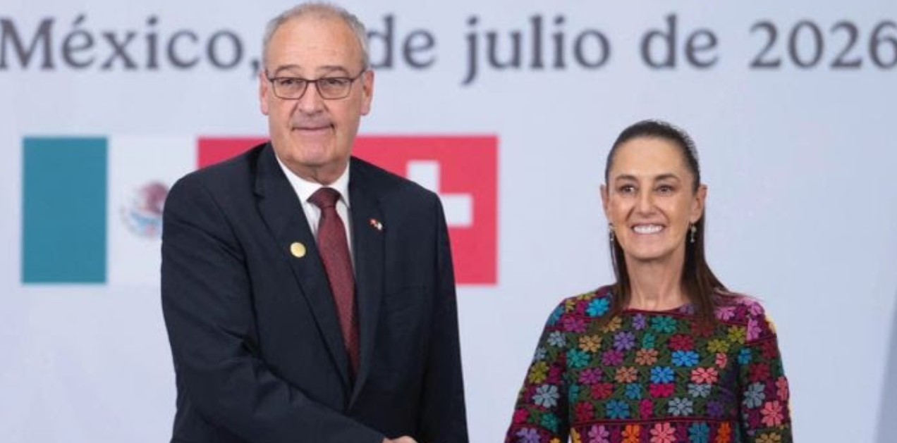 Claudia Sheinbaum y Guy Parmelin durante su reunión en Palacio Nacional.