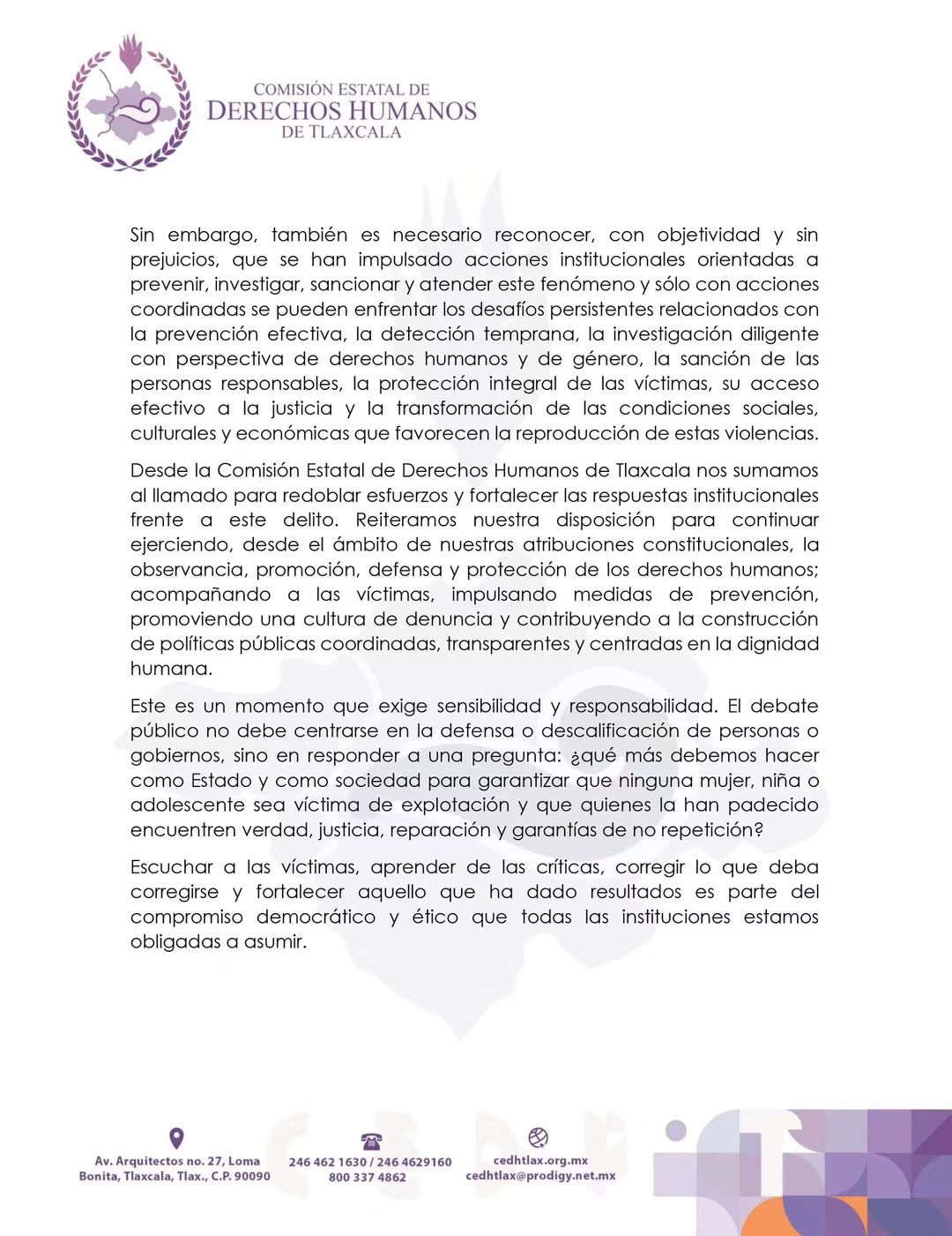 Pide CEDH responsabilidad periodística tras señalamientos en contra de Gobierno Estatal